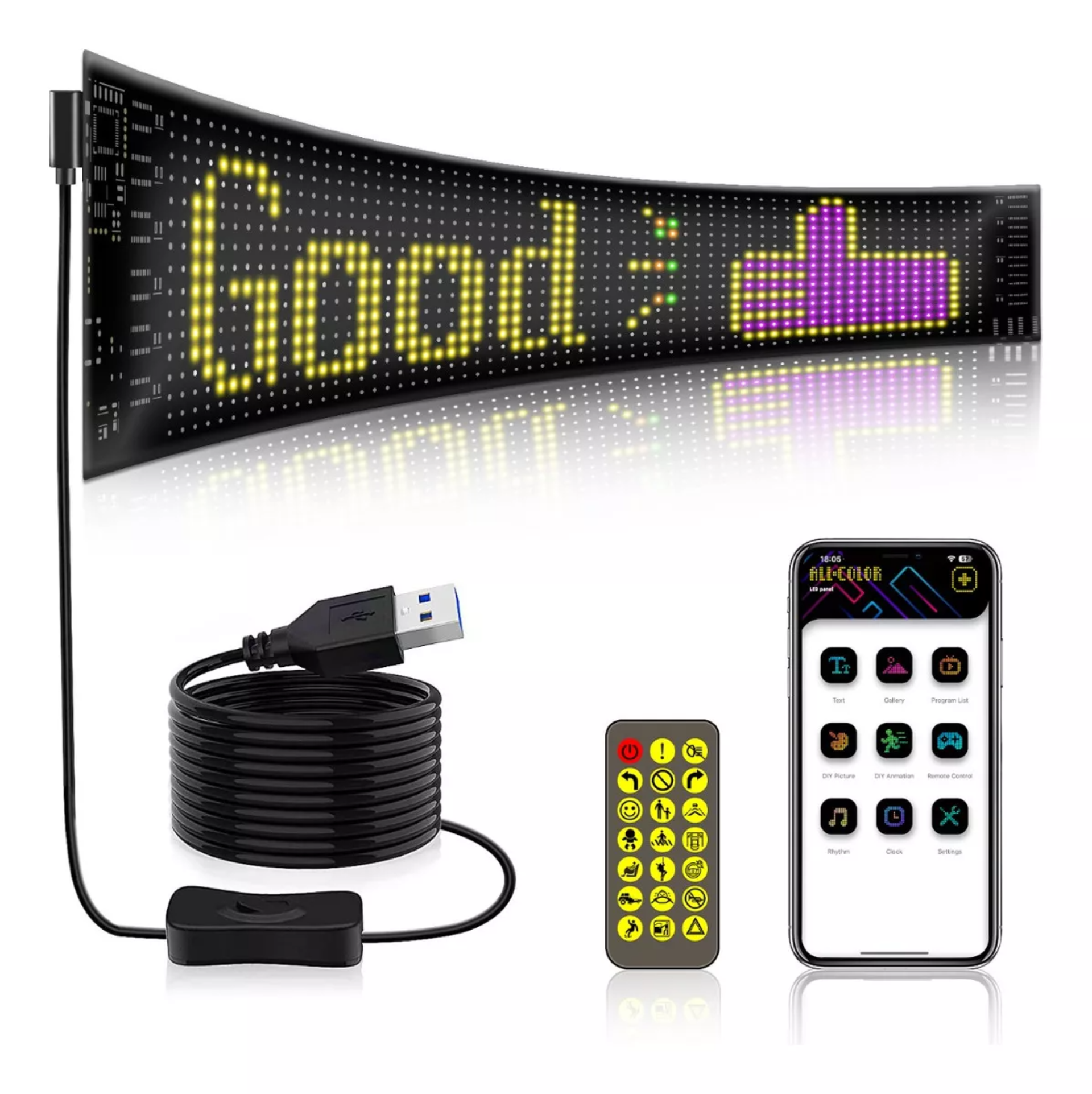 Usb5v Letrero Led Programable Flexibel Letrero Lumino 9x37cm