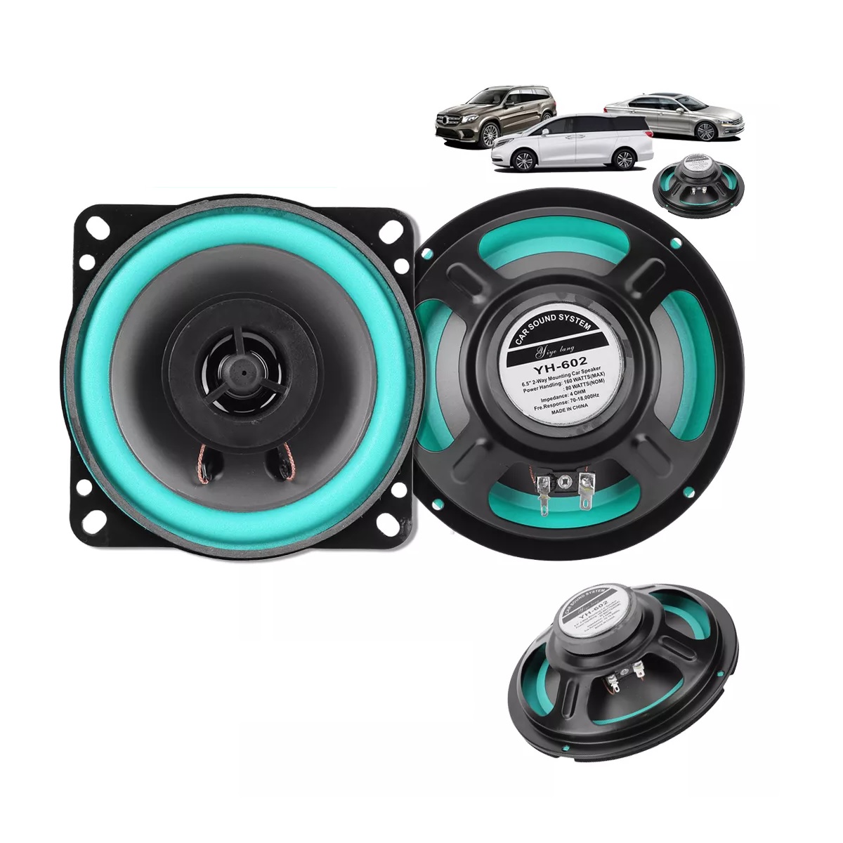 Bocinas Coaxiales Audio 4inch 2 Vías Para Carro Auto 2pcs Color Negro