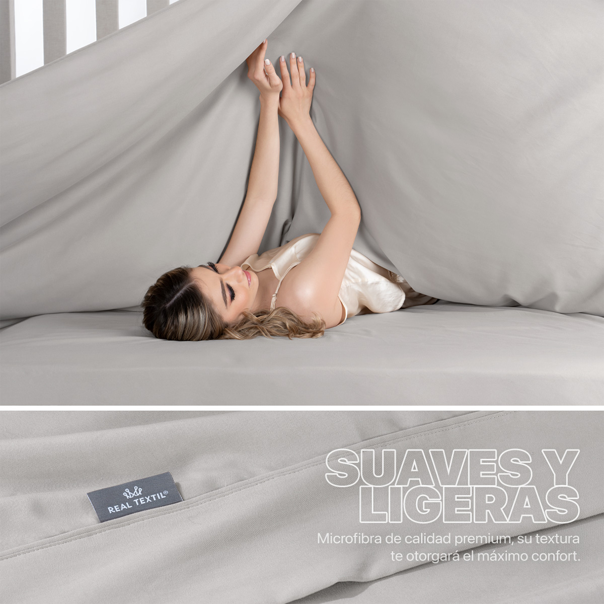 Juego de Sábanas Microfibra Queen Size Beige REAL TEXTIL.