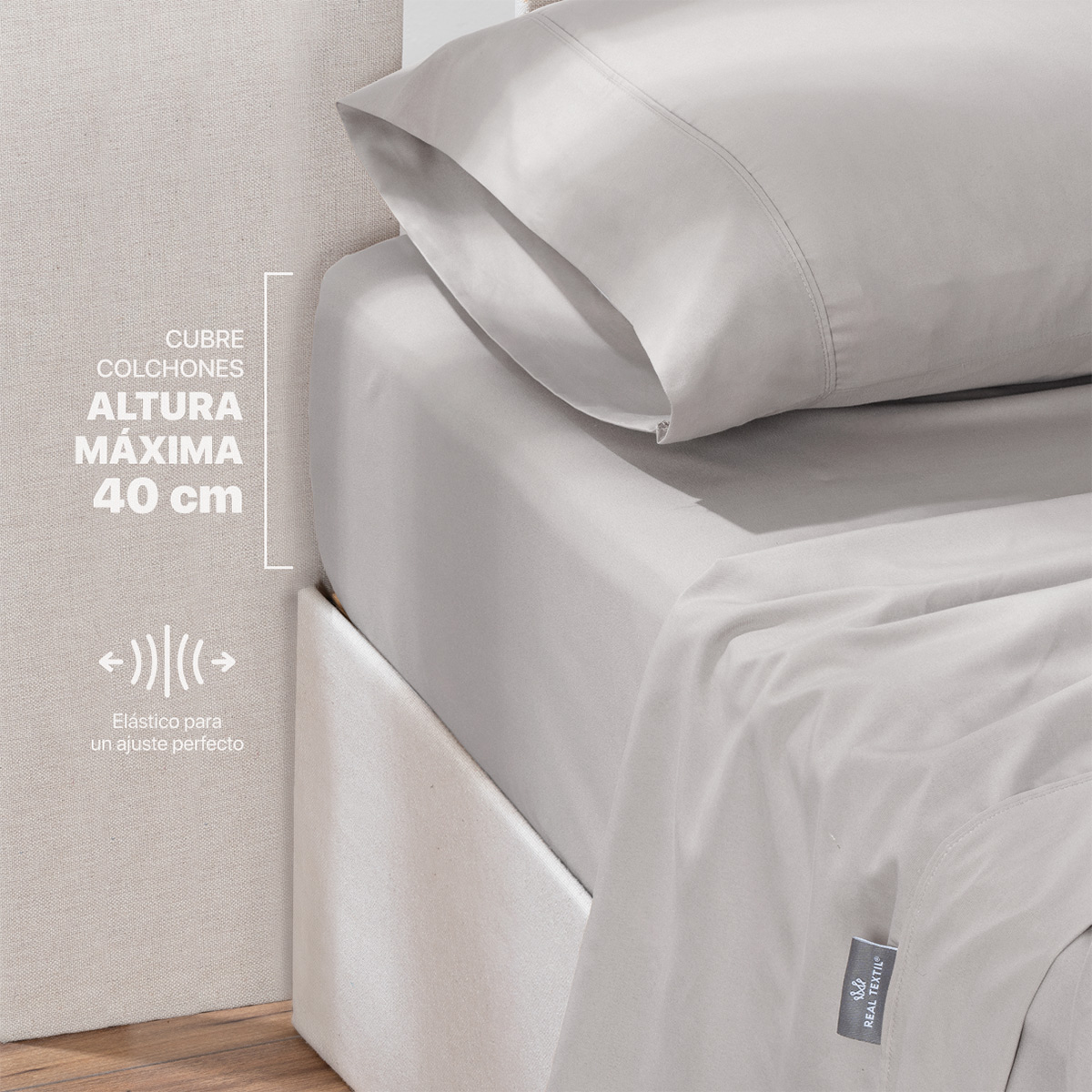 Juego de Sábanas Microfibra Queen Size Beige REAL TEXTIL.