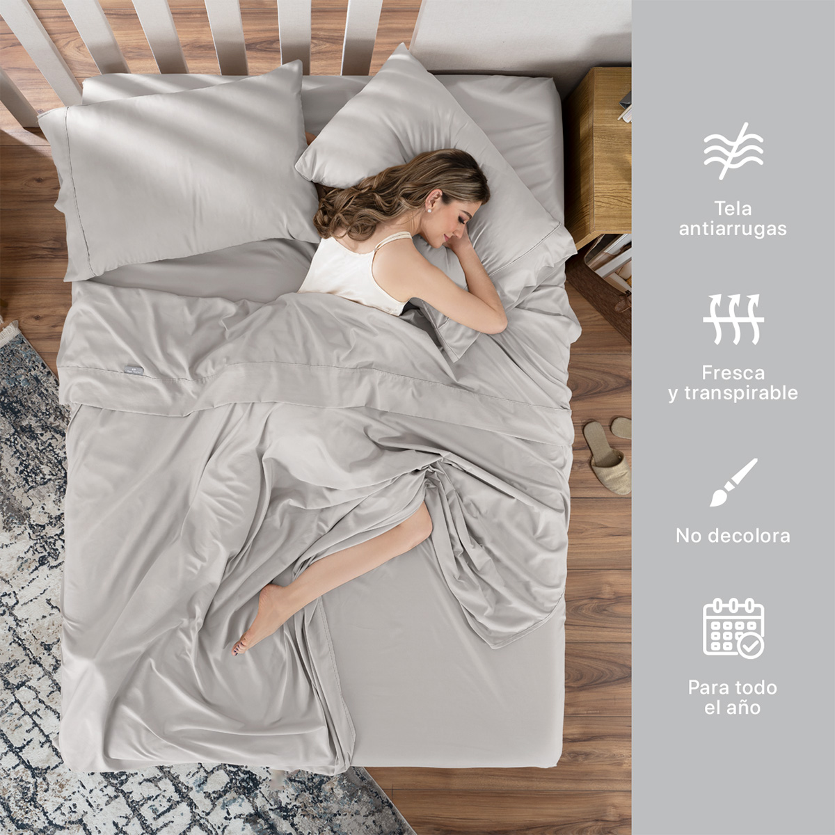 Juego de Sábanas Microfibra Queen Size Beige REAL TEXTIL.