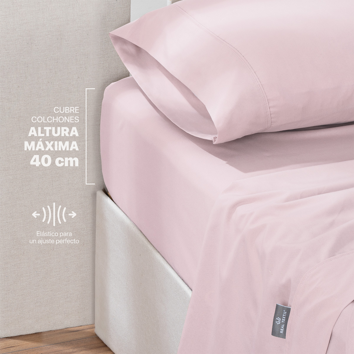 Juego de Sábanas Microfibra Queen Size Rosa REAL TEXTIL.