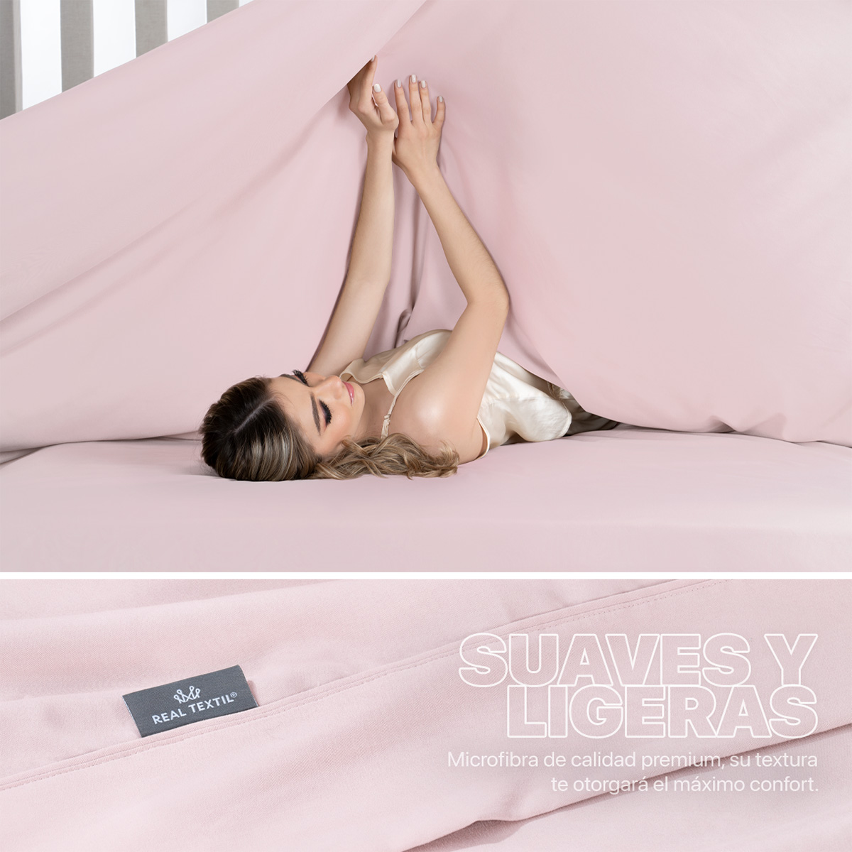 Juego de Sábanas Microfibra Queen Size Rosa REAL TEXTIL.