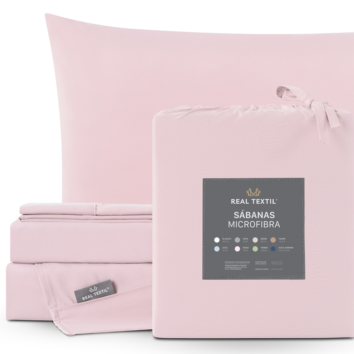 Juego de Sábanas Microfibra Queen Size Rosa REAL TEXTIL.