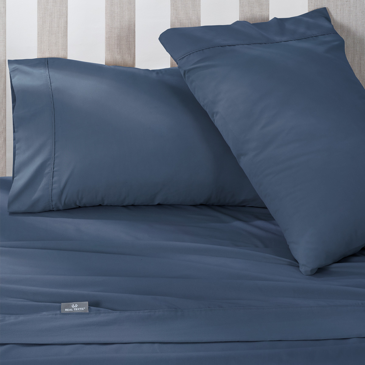 Juego de Sábanas Microfibra Queen Size Azul Marino REAL TEXTIL.