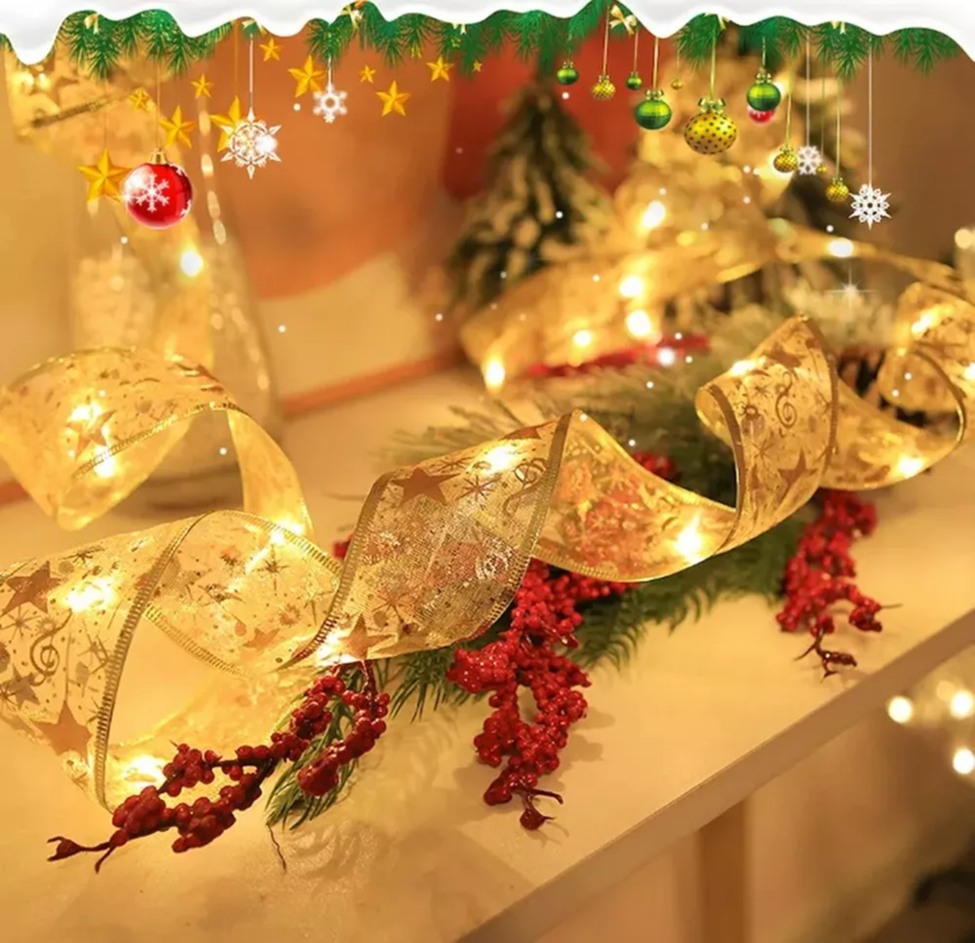 Liston Luces Led Decoracion Arbol Navidad Adorno 10m 100l