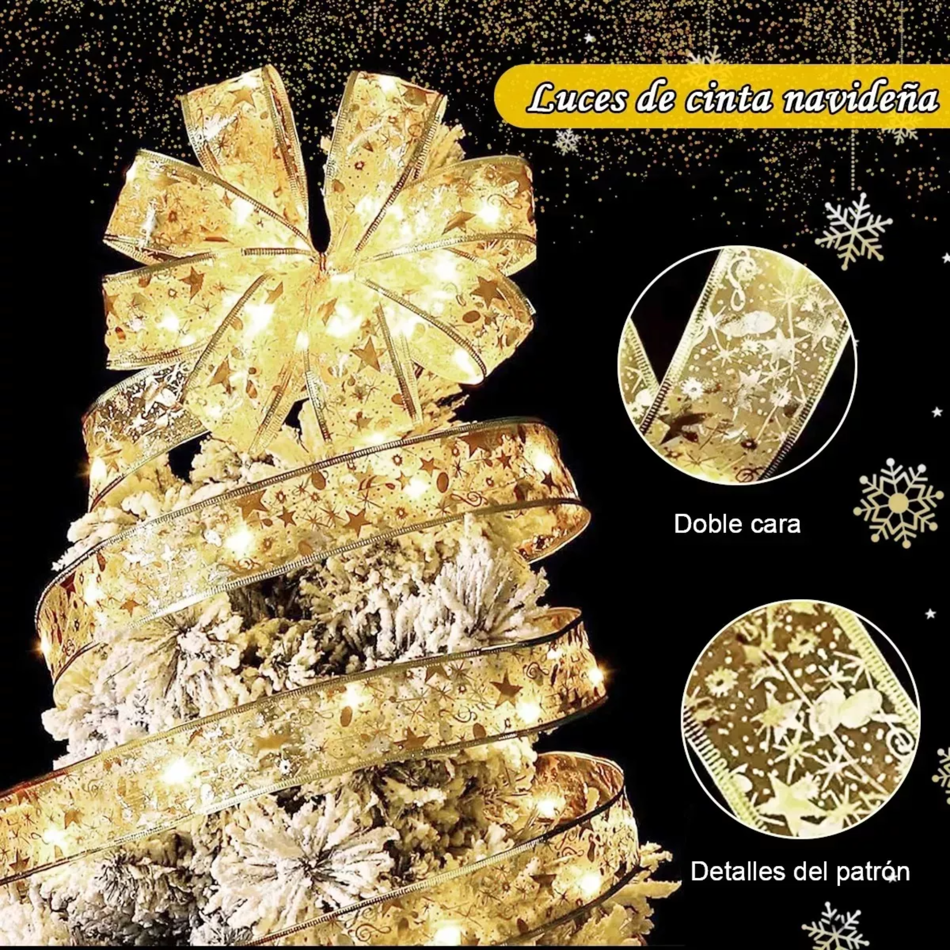 Liston Luces Led Decoracion Arbol Navidad Adorno 10m 100l