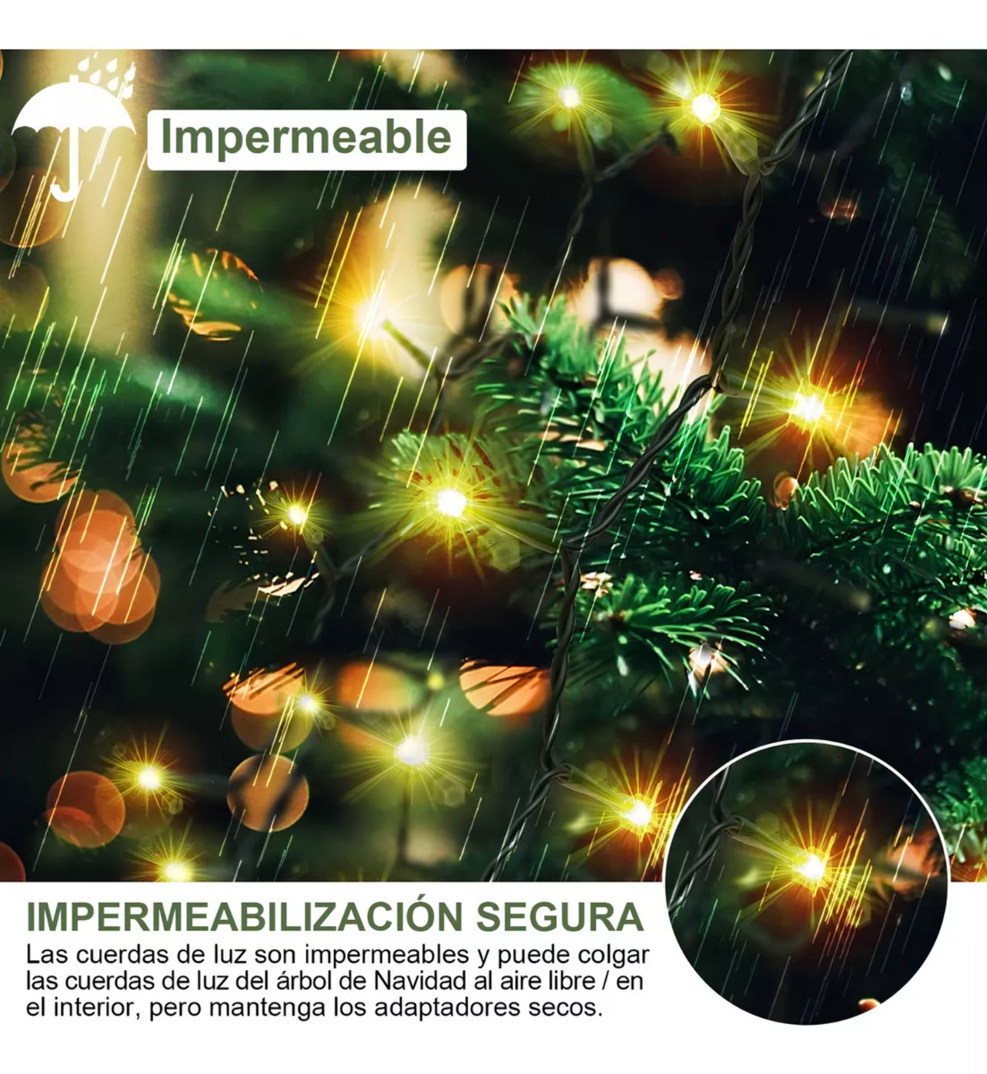Guirnalda De 400 Luces Led Para Árboles De Navidad Color de las luces Verde oscuro 24V