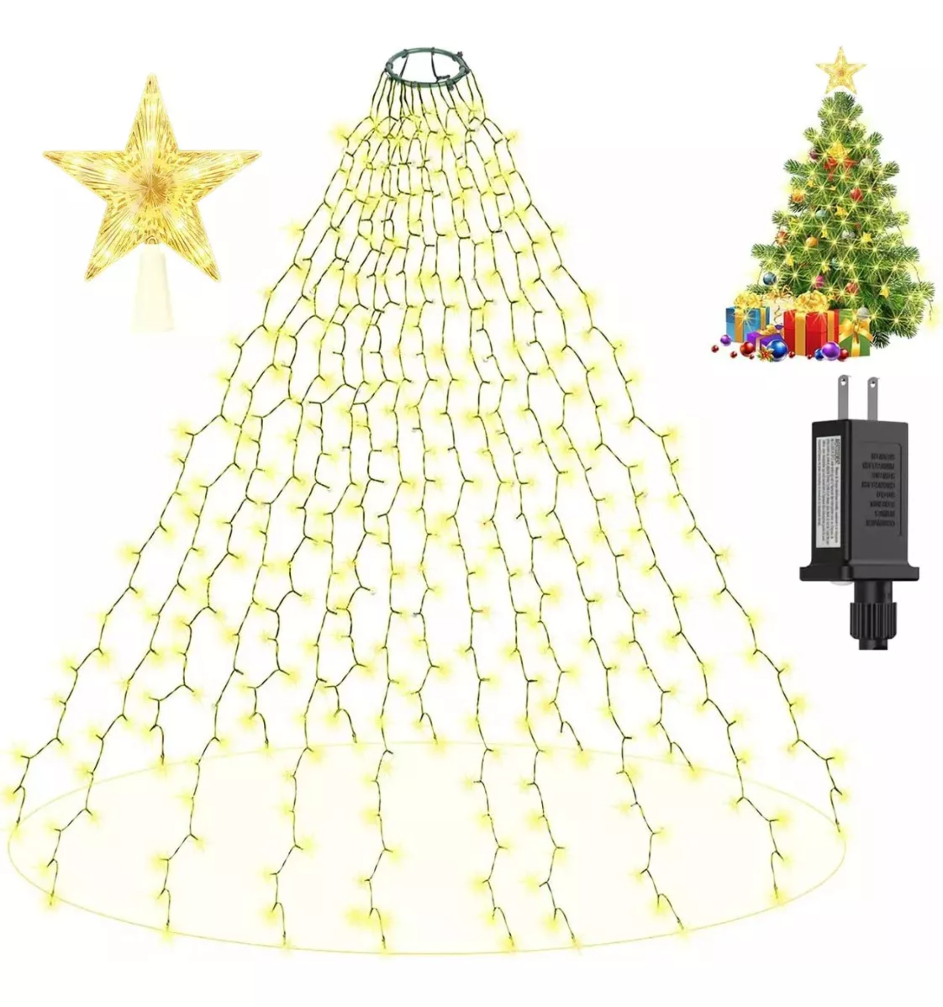 Guirnalda De 400 Luces Led Para Árboles De Navidad Color de las luces Verde oscuro 24V