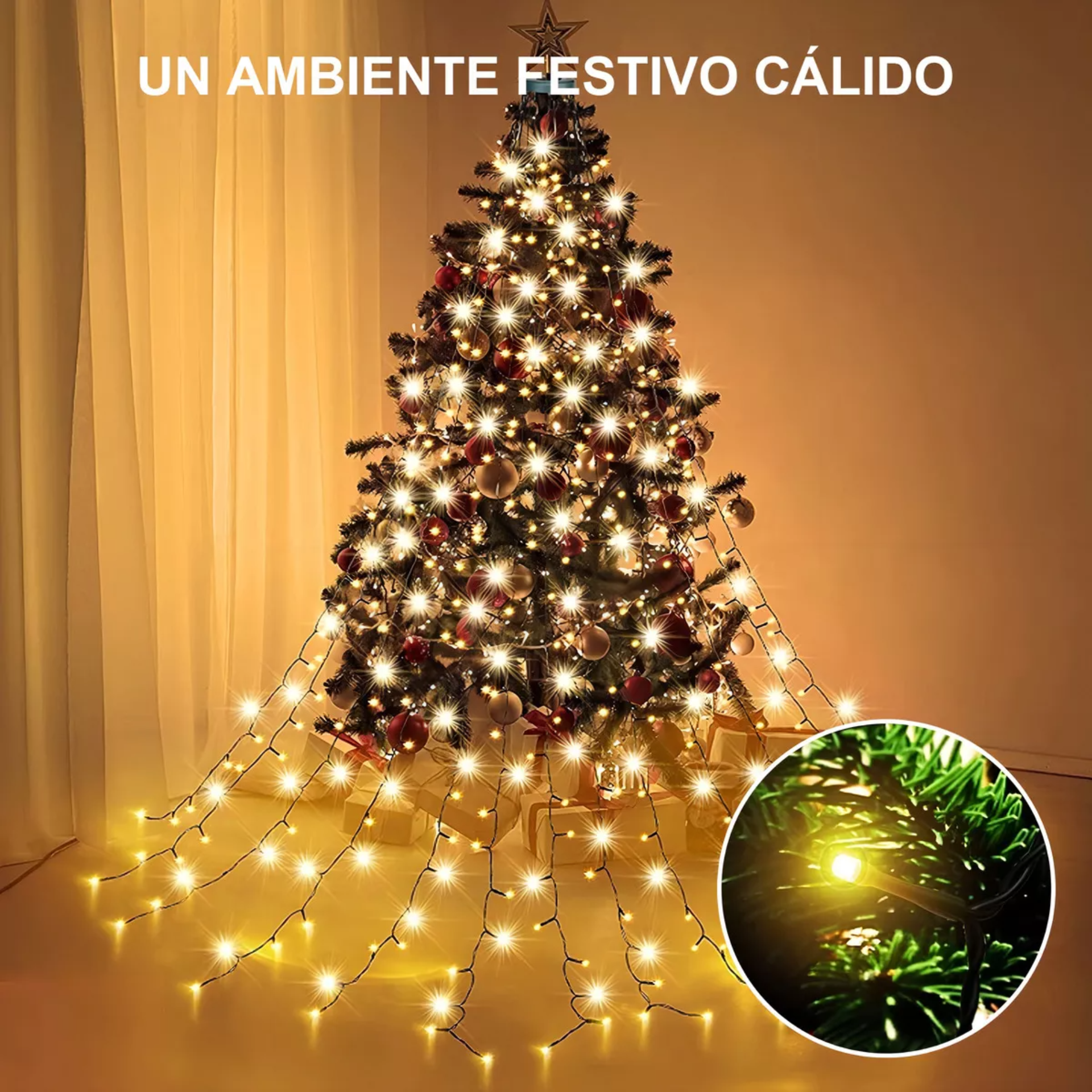Guirnalda De 400 Luces Led Para Árboles De Navidad Color de las luces Verde oscuro 24V