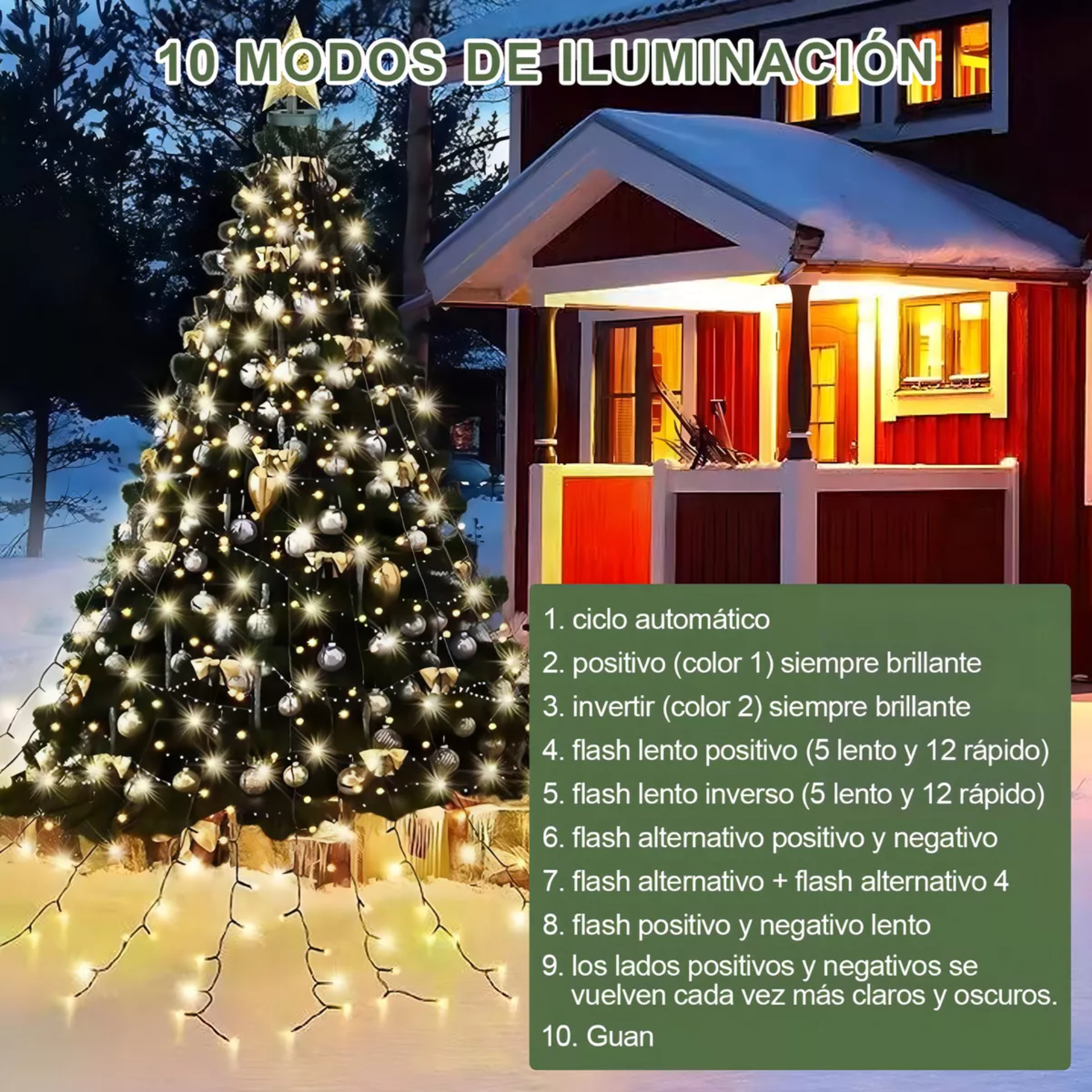 Guirnalda De 400 Luces Led Para Árboles De Navidad Color de las luces Verde oscuro 24V