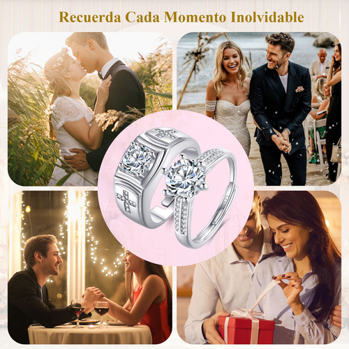 2 Anillos De Pareja Compromiso Promesa Ajustable Plata 925