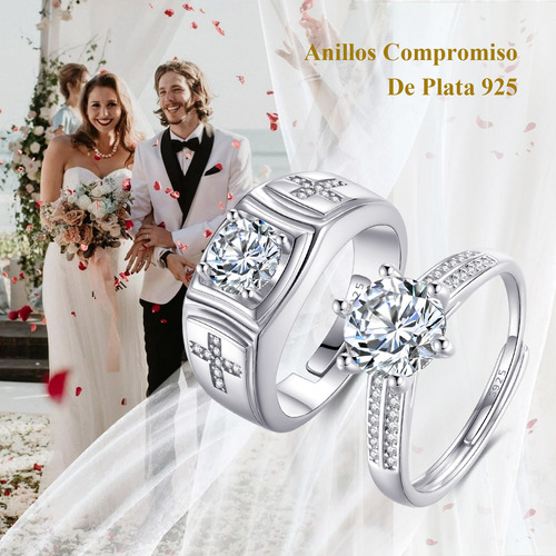 2 Anillos De Pareja Compromiso Promesa Ajustable Plata 925