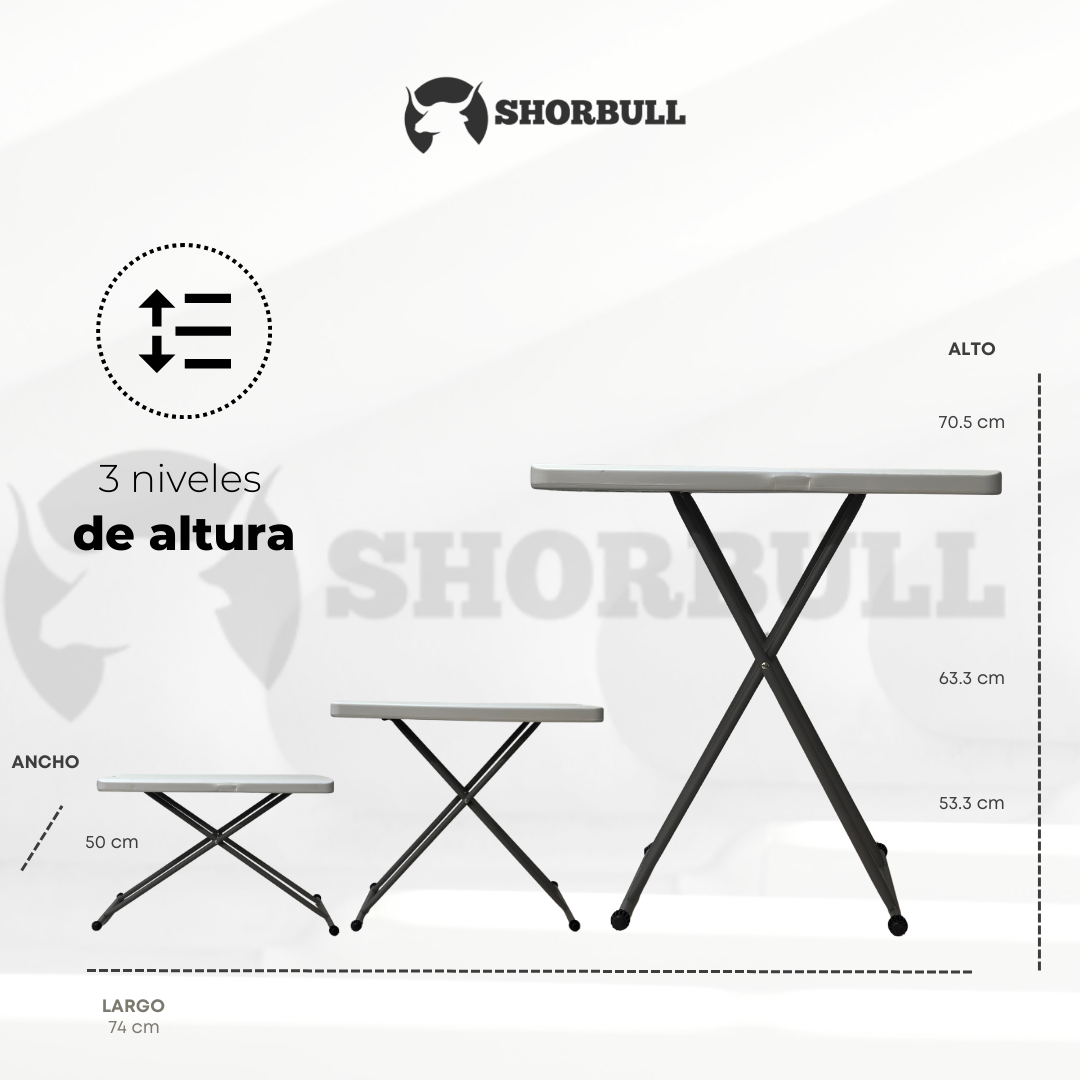 Tablón plegable blanca rectangular 76cm de 3 niveles resistente Reforzada Exterior Jardín Shorbull