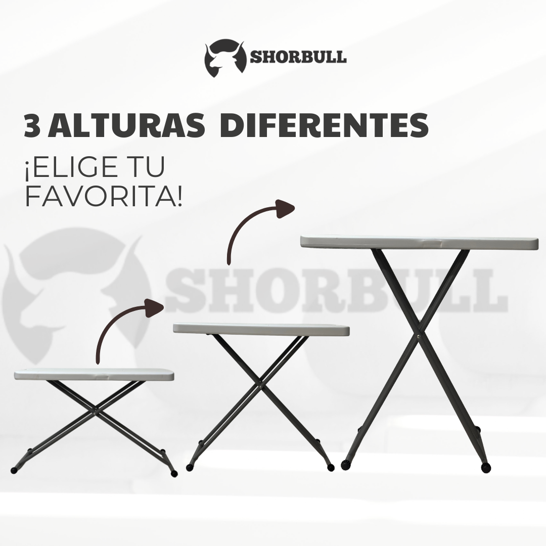 Tablón plegable blanca rectangular 76cm de 3 niveles resistente Reforzada Exterior Jardín Shorbull