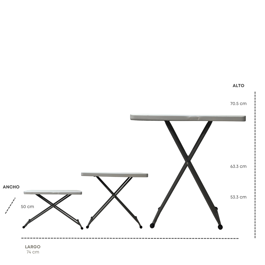 Tablón plegable blanca rectangular 76cm de 3 niveles resistente Reforzada Exterior Jardín Shorbull