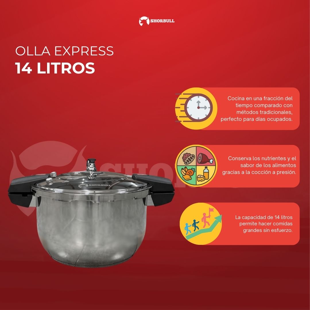 Olla Express 14 Litros Acero Inoxidable Shorbull