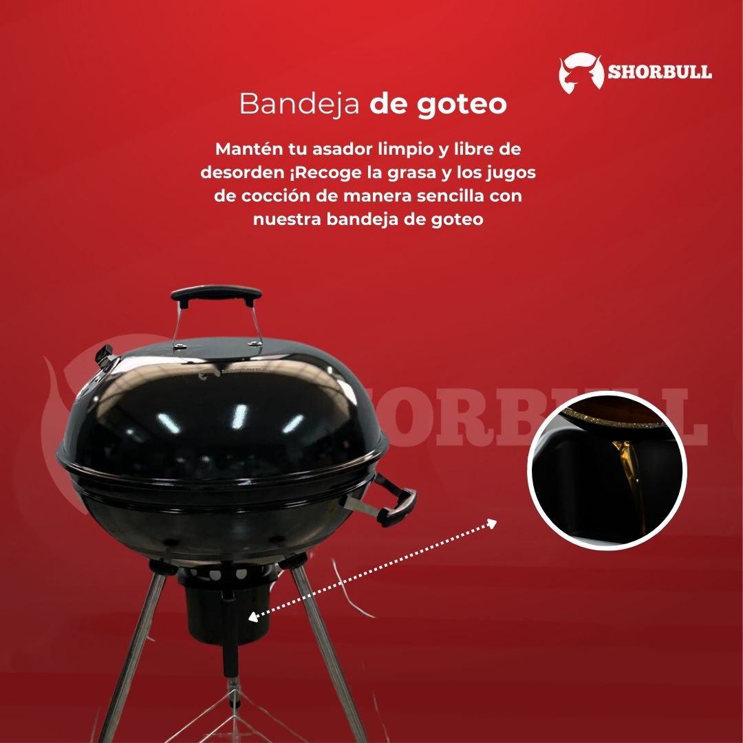 Asador Redondo 22 inch Shorbull Rejilla Acero Inoxidable Cocción Uniforme BBQ GRILL 