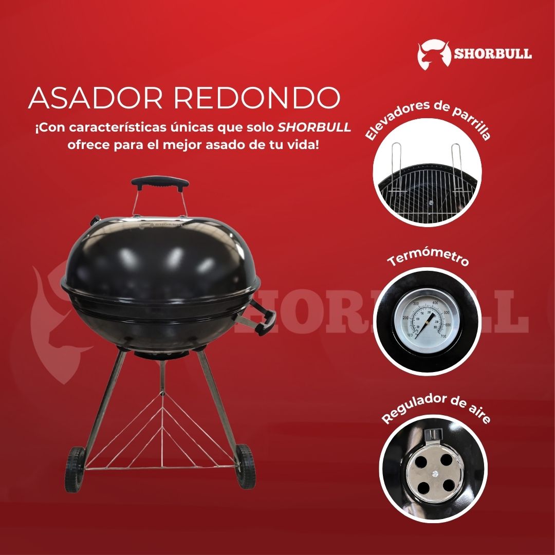 Asador Redondo 22 inch Shorbull Rejilla Acero Inoxidable Cocción Uniforme BBQ GRILL 