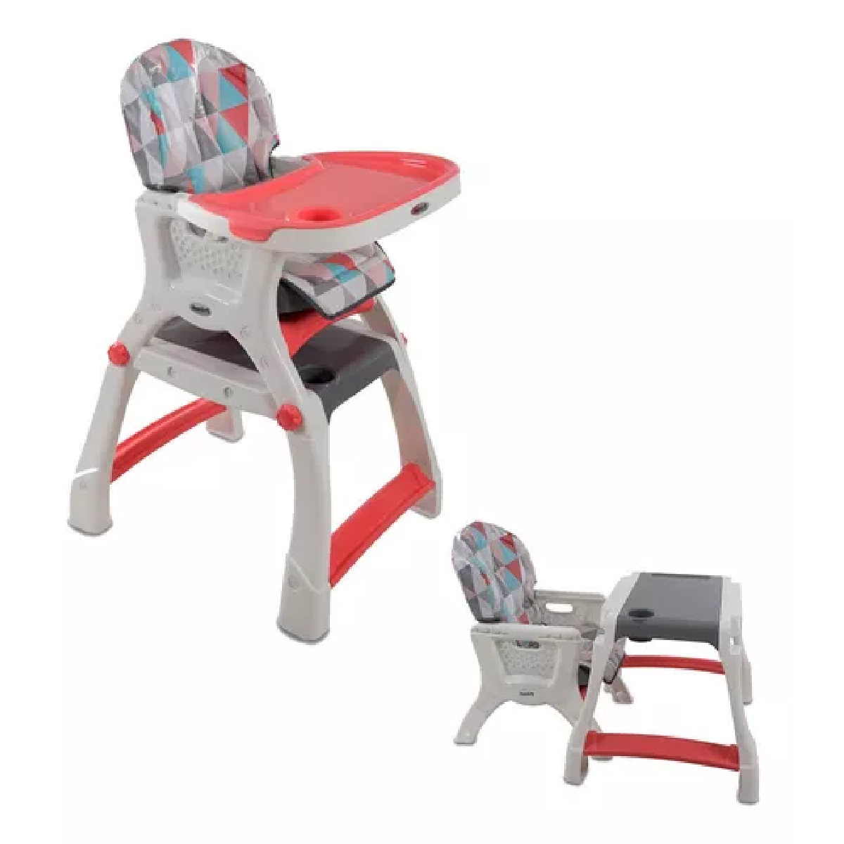 Silla Alta Periquera Prinsel Kinder City Tiangulos Coral.