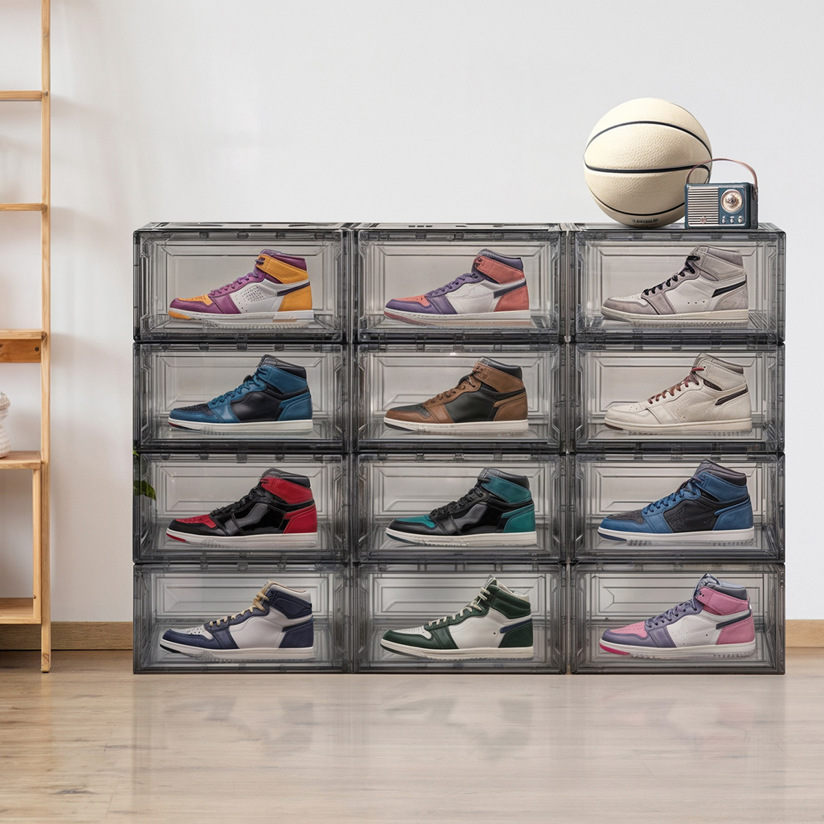 Zapatera apilable Alexa 16 pzas acrílico color humo AG BOX
