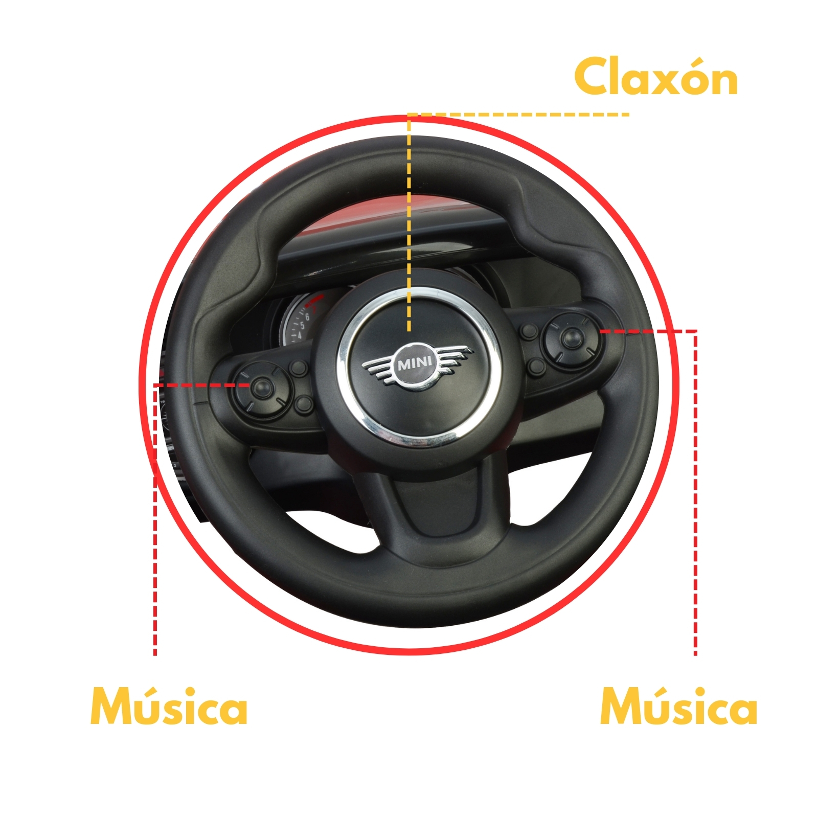 MINI COOPER CONVERTIBLE Coche Montable Para Niños y Bebes - Función 3 En 1 Carriola, Camina o Monta - Carro Con Música y Claxon - Rojo