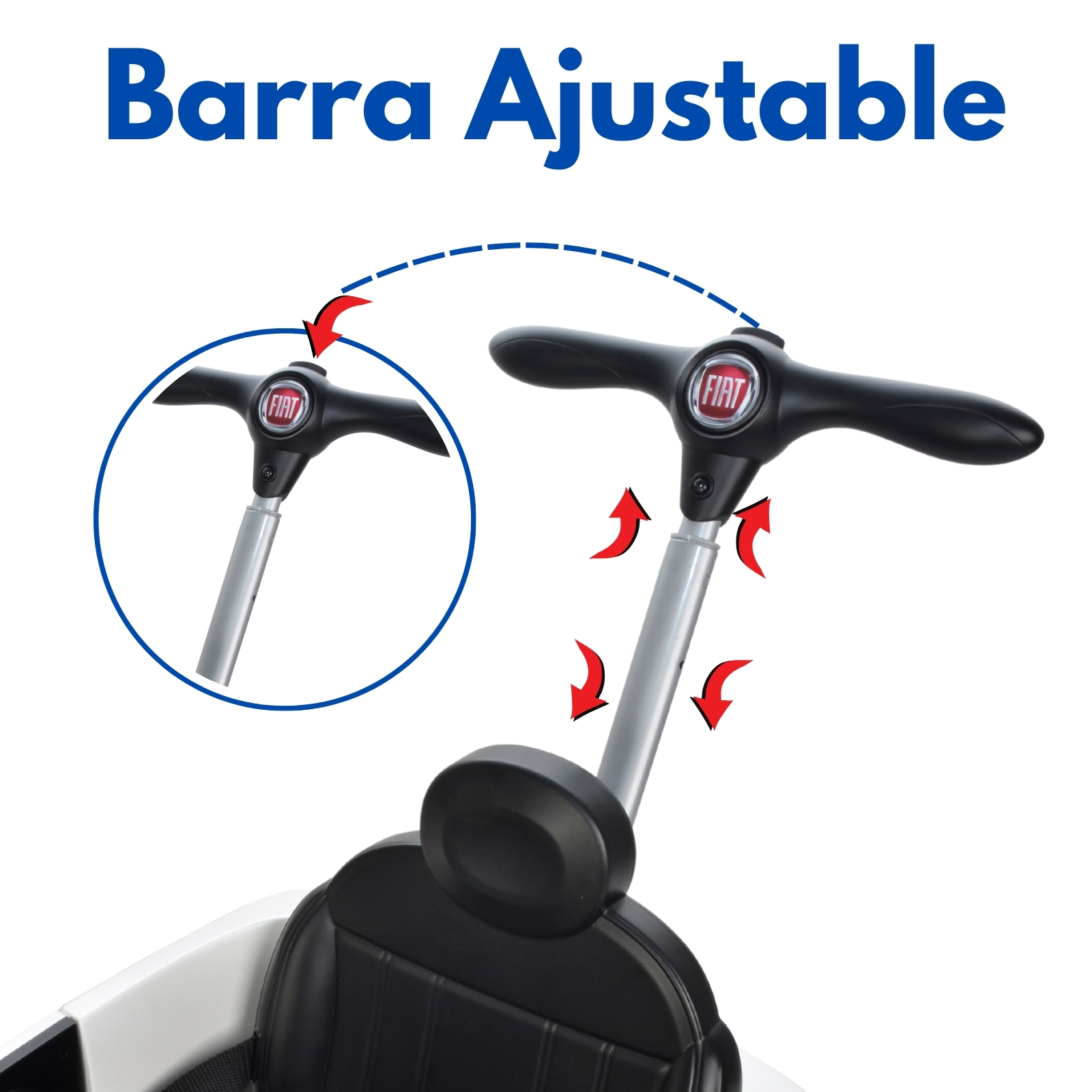 FIAT 500 Carro Montable Para Niños y Bebes - Función 3 En 1 Carriola, Camina o Monta – Coche Con Música y Claxon - Blanco