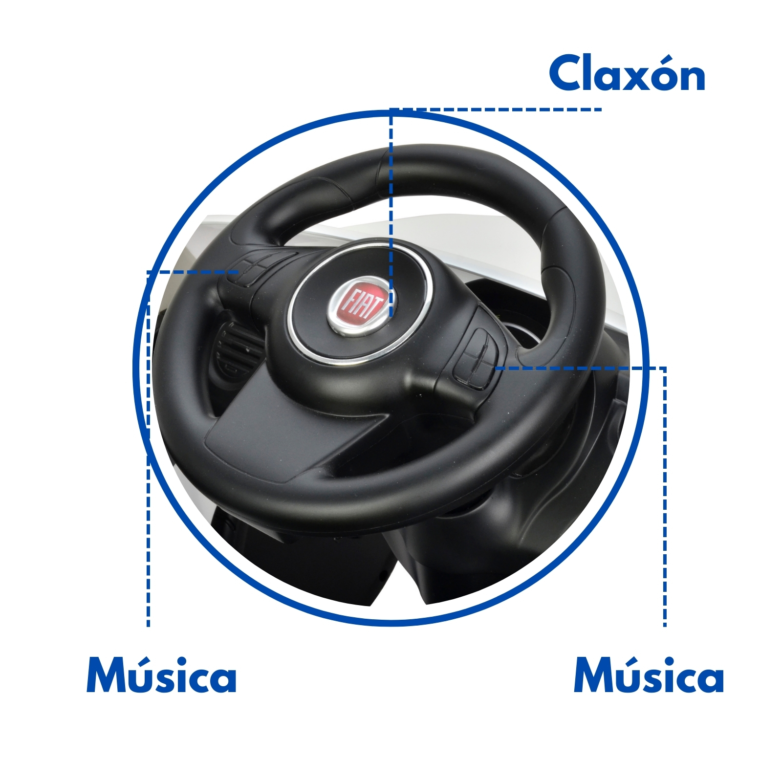 FIAT 500 Carro Montable Para Niños y Bebes - Función 3 En 1 Carriola, Camina o Monta – Coche Con Música y Claxon - Blanco