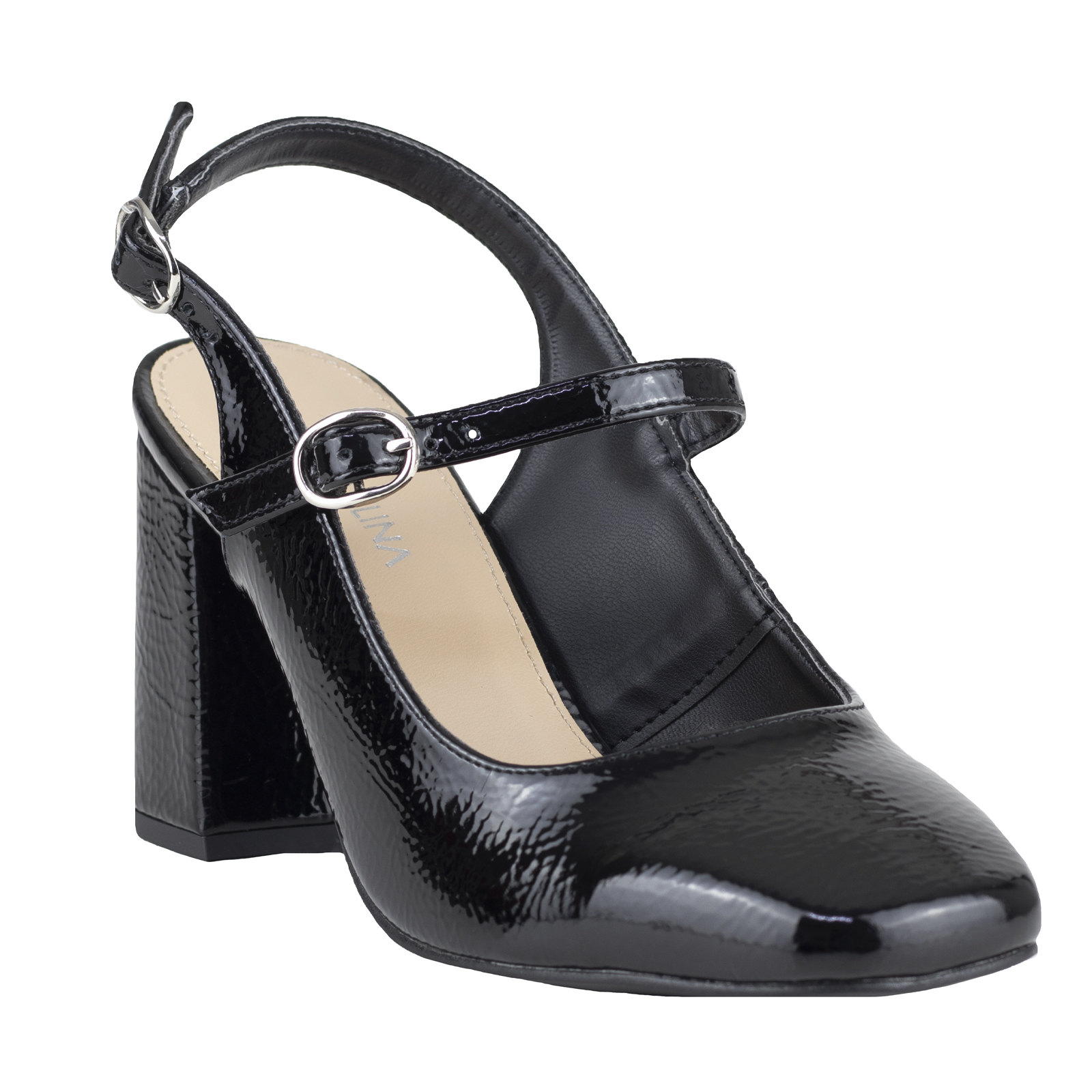 Zapato De Tacon Alto Negro Charol Para Mujer Lady Paulina 37402 +9CM