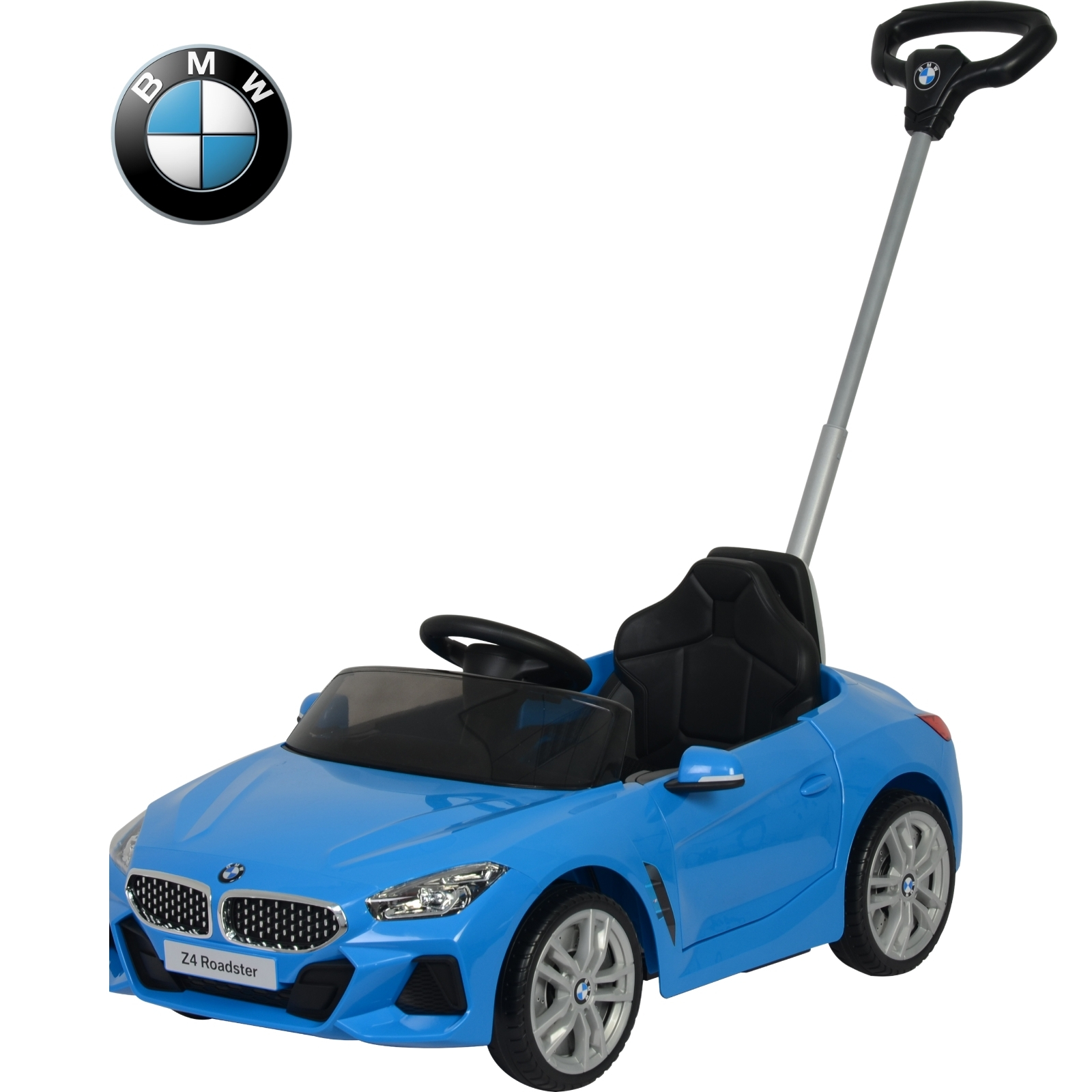 BMW Z4 Carro Montable Para Niños y Bebes - Función 3 En 1 Carriola, Camina o Monta - Coche Con Música y Claxon - Azul