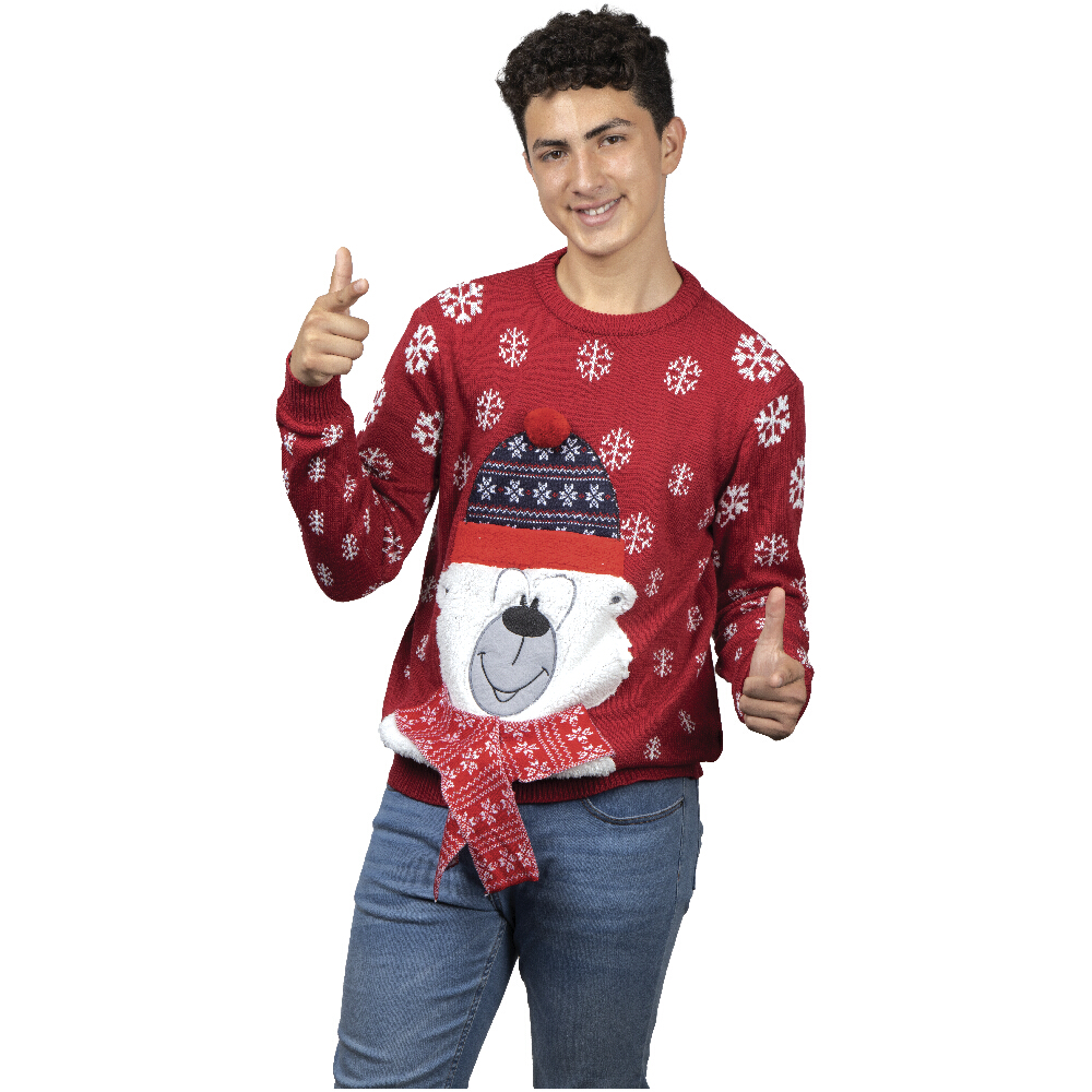 Suéter Navideño Para Hombre Uggly Sweater Oso Polar Navideño 