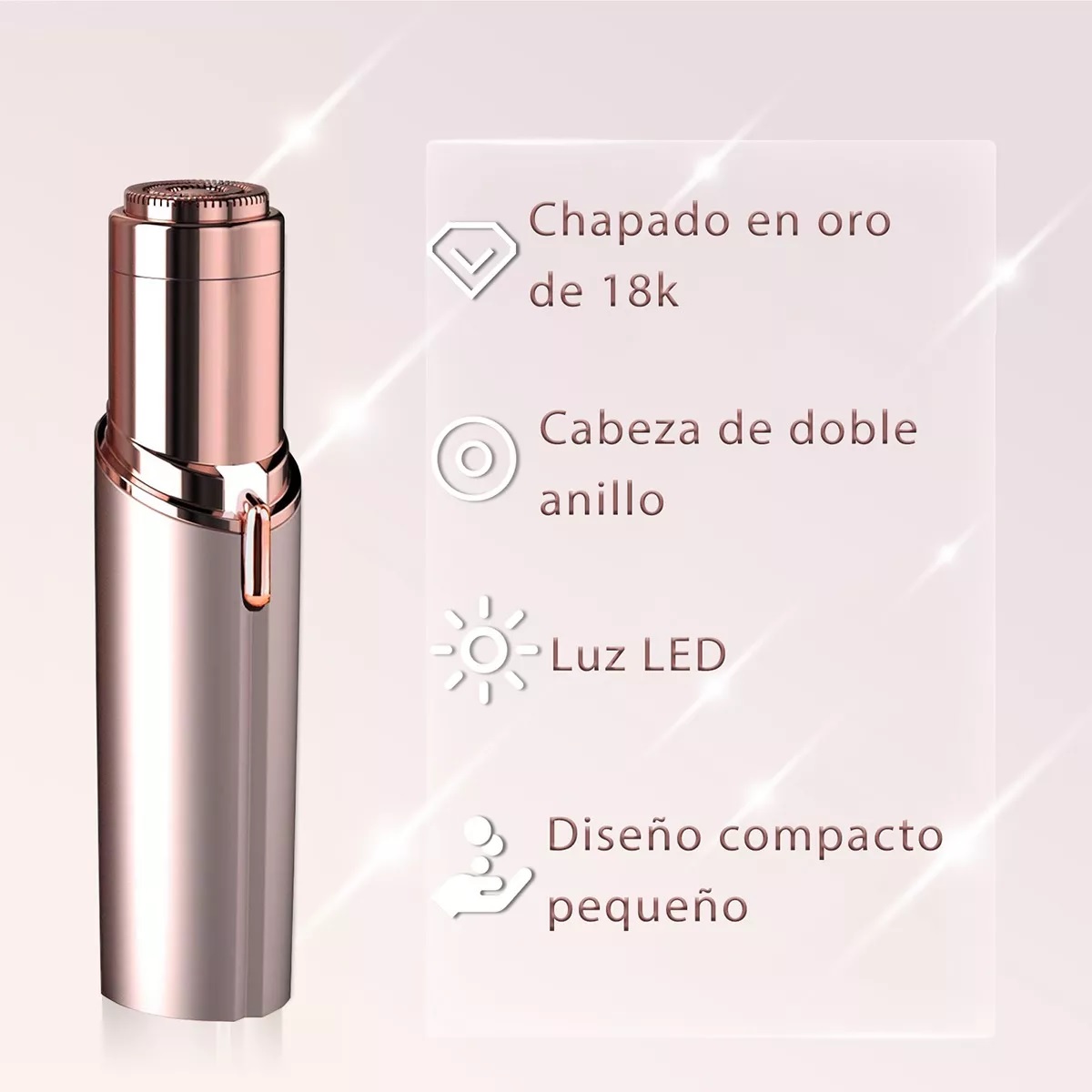 Depiladora Facial Eléctrica Para Mujer Con Luz Recargable