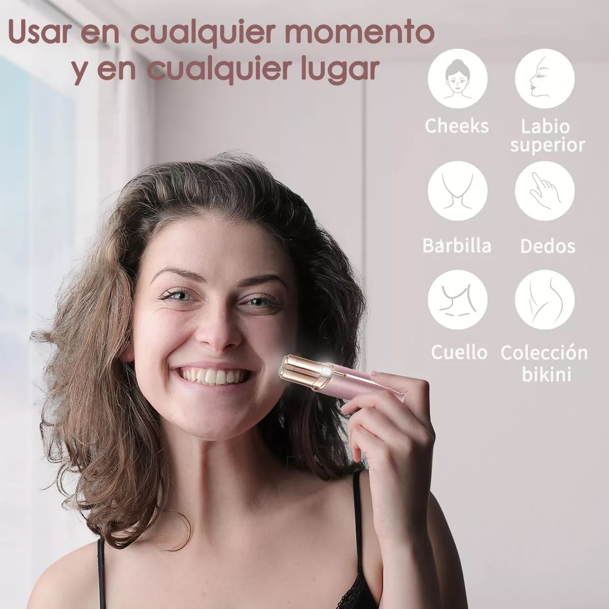 Depiladora Facial Eléctrica Para Mujer Con Luz Recargable