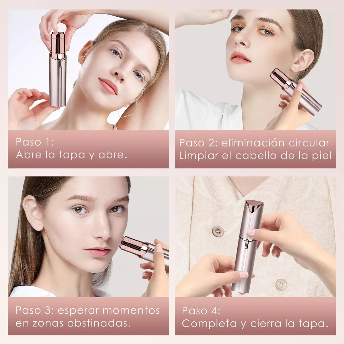 Depiladora Facial Eléctrica Para Mujer Con Luz Recargable