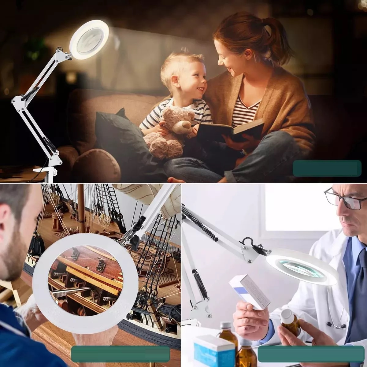 Lámpara 10x Lupa Articulada Led Escritorio Usb Luz Cálida