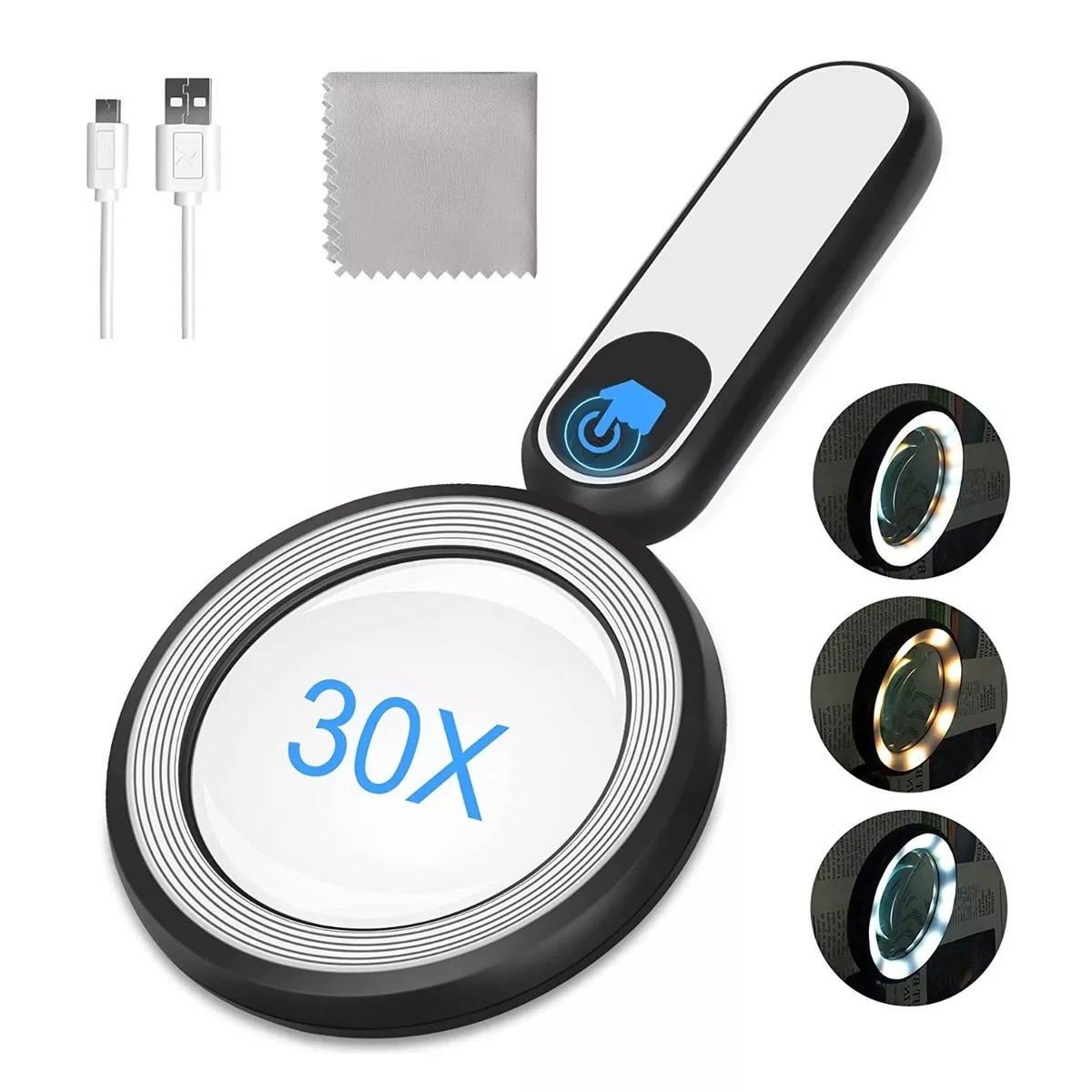 Lupa Portatil Zoom 30x Aumento Luz Leer Lámpara Led Bolsillo