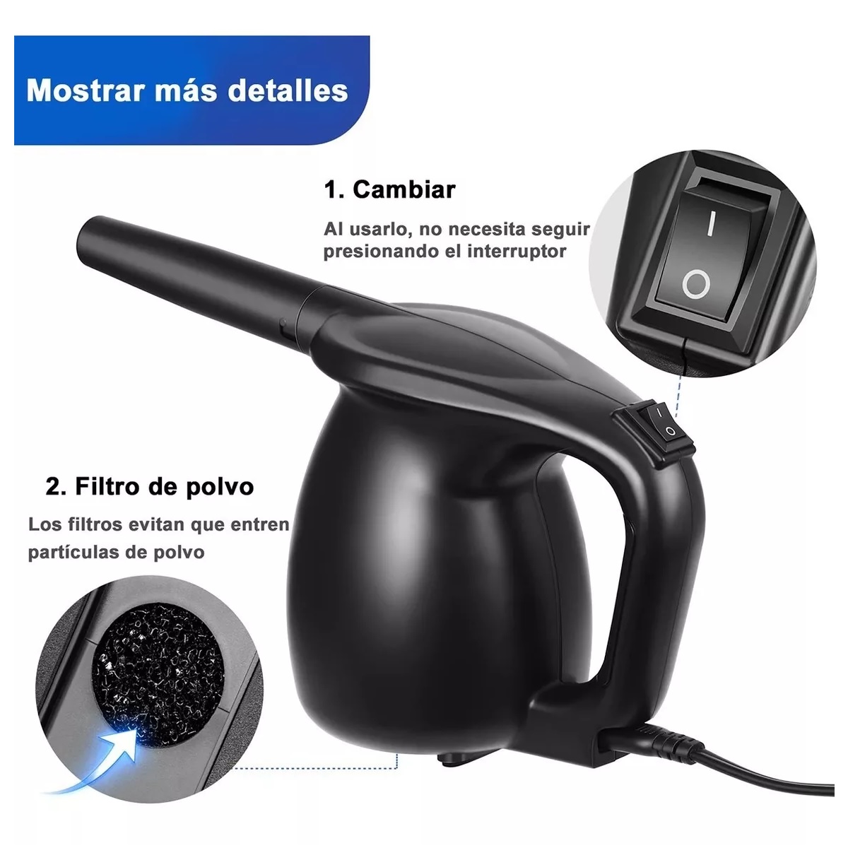 Kit Plumero De Aire Limpiador Soplador Comprimido P/ Pc 600w