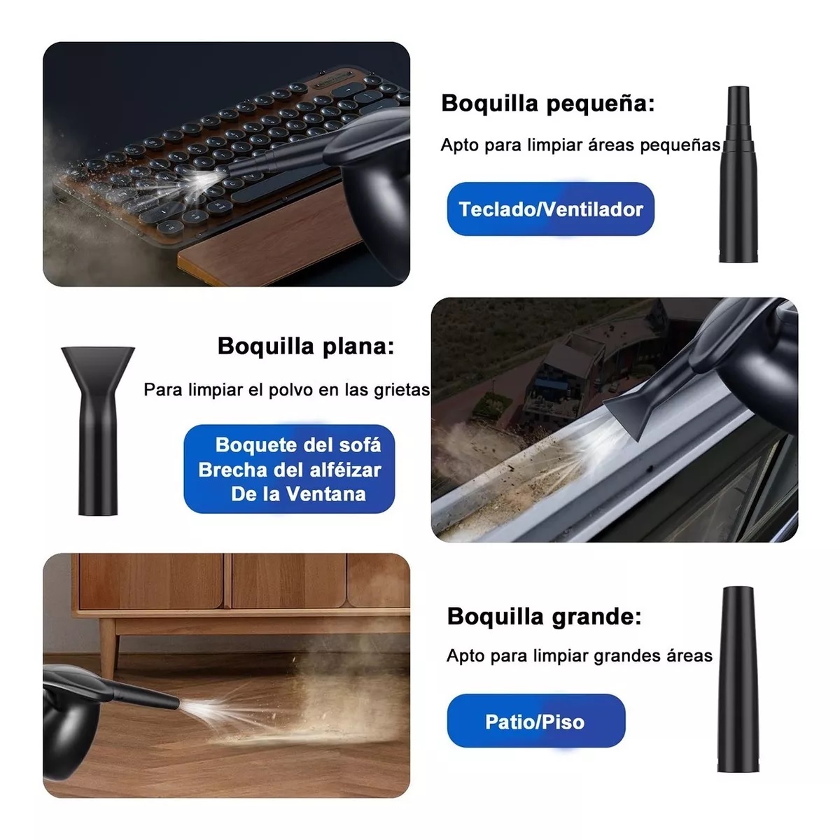 Kit Plumero De Aire Limpiador Soplador Comprimido P/ Pc 600w