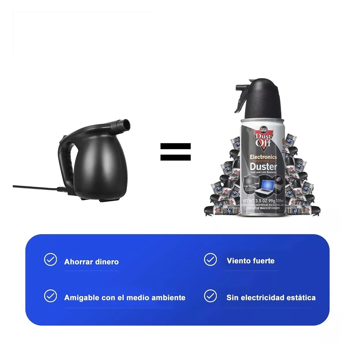 Kit Plumero De Aire Limpiador Soplador Comprimido P/ Pc 600w
