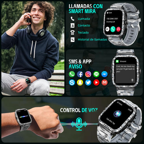 Kt71 Reloj Inteligente Hombres 3atm Impermeable Smartwatch
