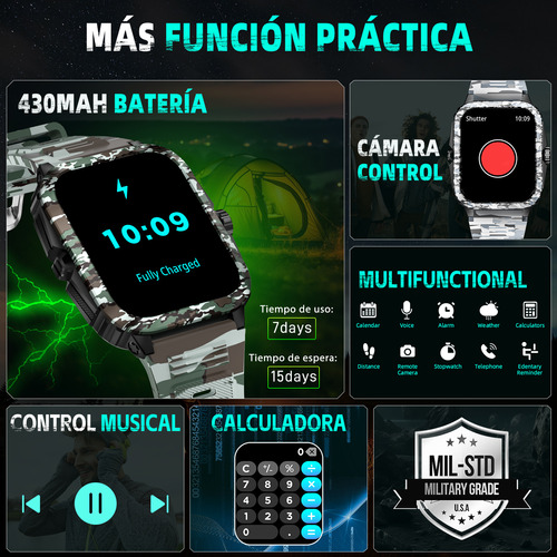 Kt71 Reloj Inteligente Hombres 3atm Impermeable Smartwatch