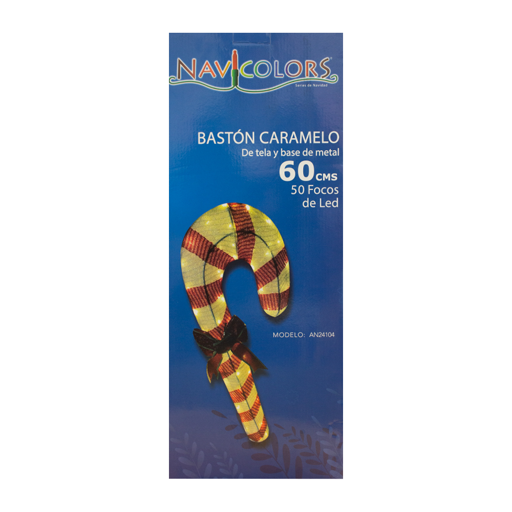 Decoración Bastón de Caramelo para Navidad, Incluya 50 Leds de luz Cálida para Uso en Interiores