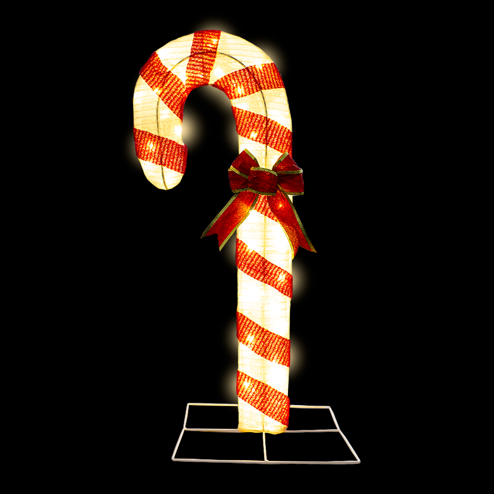 Decoración Bastón de Caramelo para Navidad, Incluya 50 Leds de luz Cálida para Uso en Interiores
