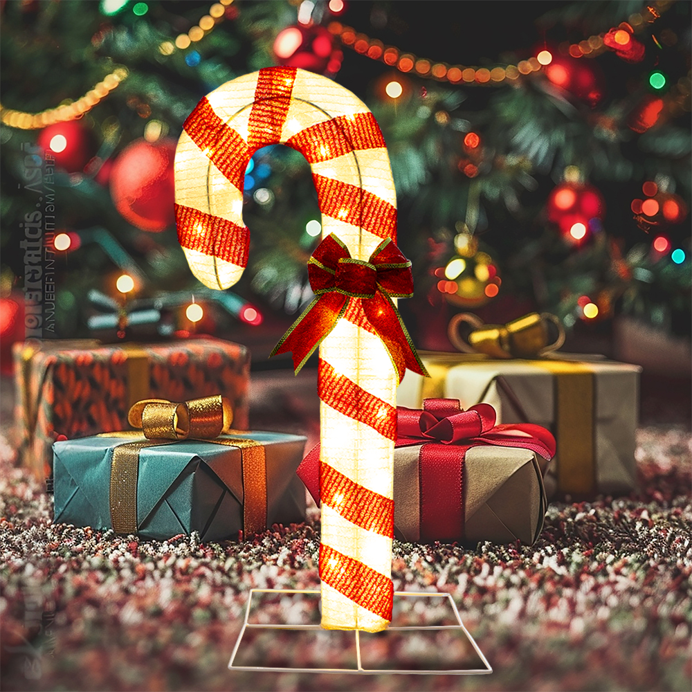 Decoración Bastón de Caramelo para Navidad, Incluya 50 Leds de luz Cálida para Uso en Interiores