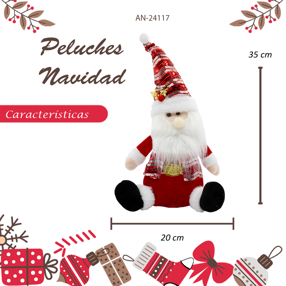 Hermosos Peluches de Navidad, Santa Hechos a Mano 32cm de Alto, Adornos decoración de Navidad