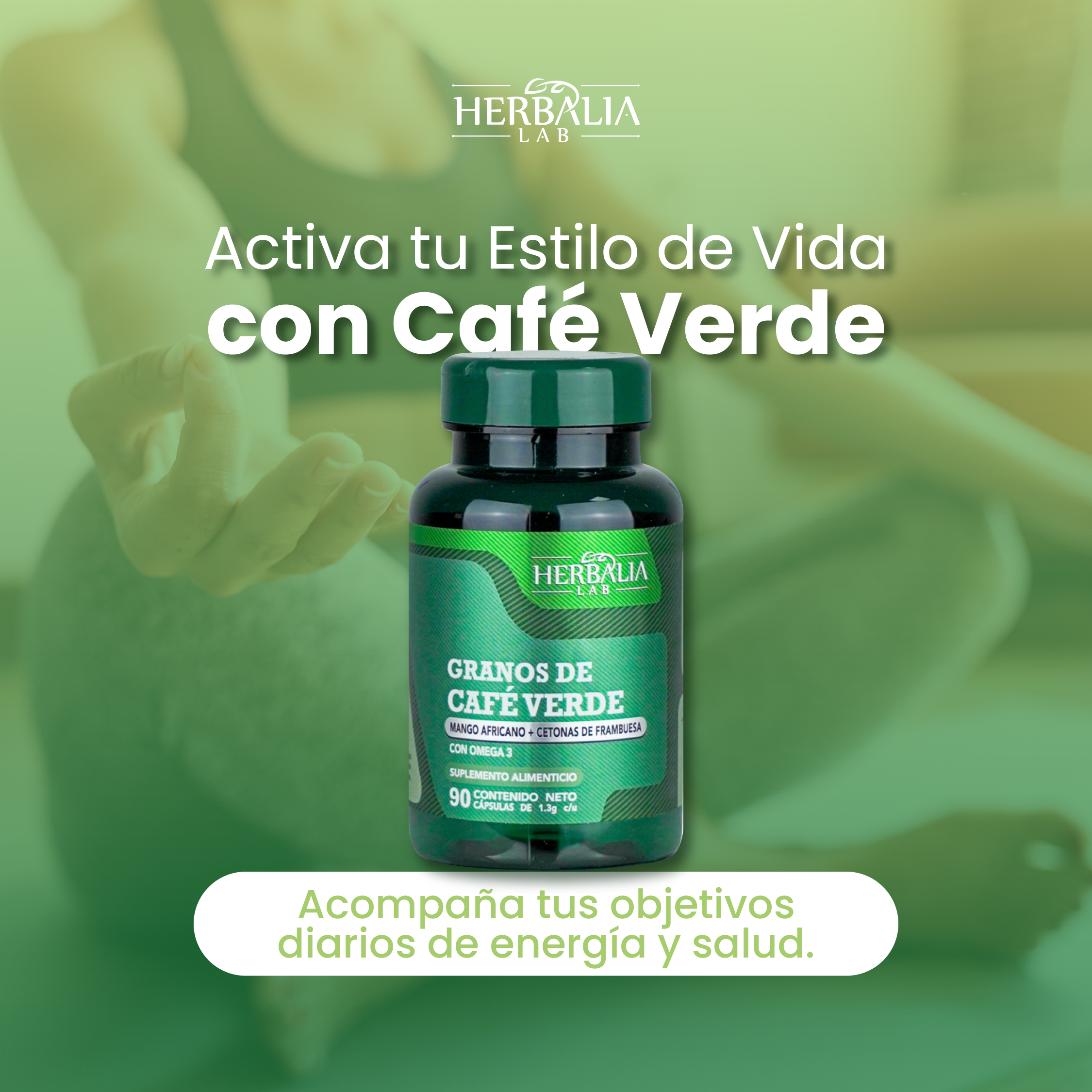 Herbalia Lab Granos de Café Verde, Mango Africano, Cetonas de Frambuesa y Omega 3 | Suplemento Natural de Alta Calidad con Antioxidantes y Omega 3 EPA/DHA - 90 Cápsulas