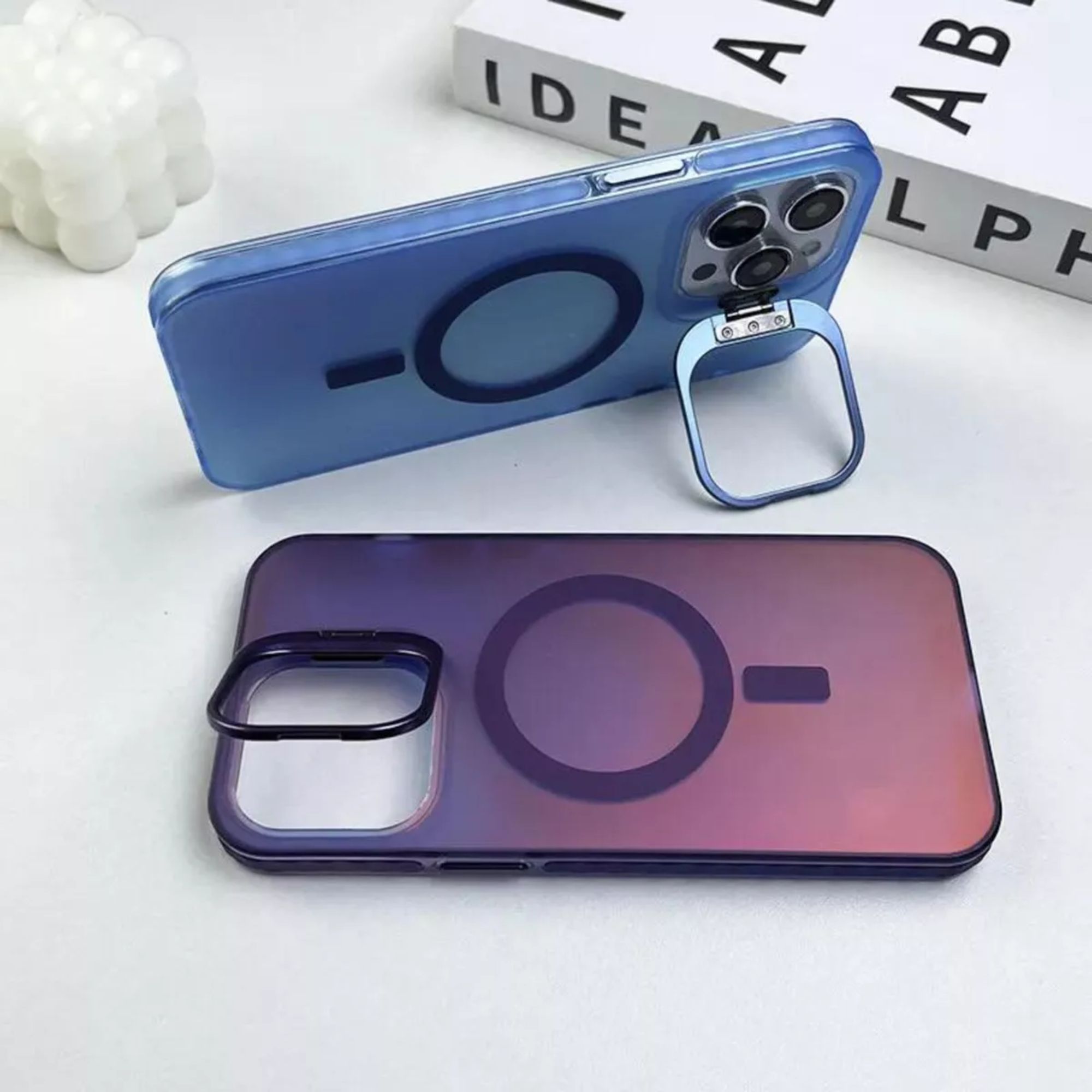 Funda Case Tornasol Soporte Premium Para iPhone 16 Magsafe Para Iphone 16 pro max Color Morado