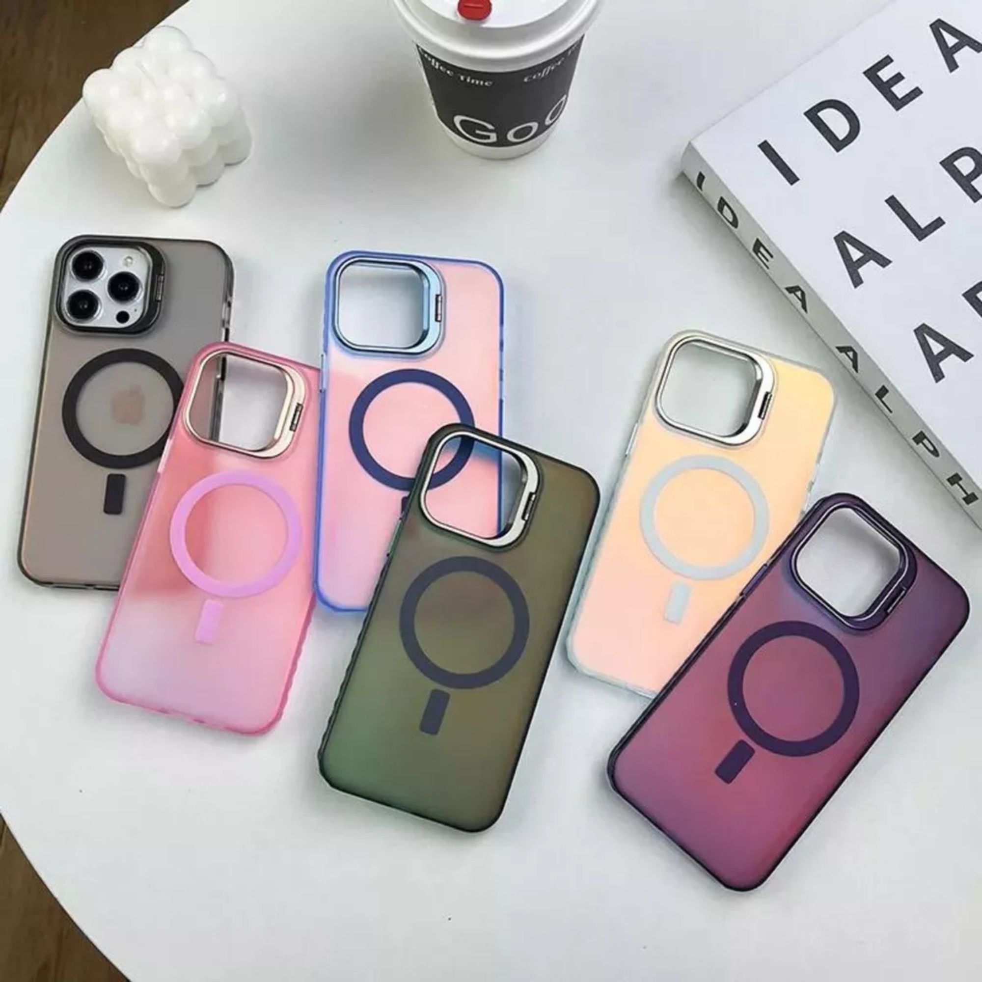 Funda Case Tornasol Soporte Premium Para iPhone 16 Magsafe Para Iphone 16 pro max Color Morado