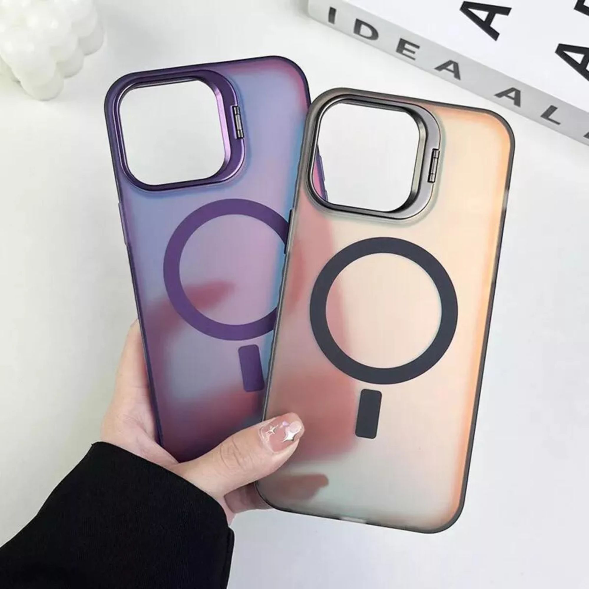 Funda Case Tornasol Soporte Premium Para iPhone 16 Magsafe Para Iphone 16 pro max Color Morado