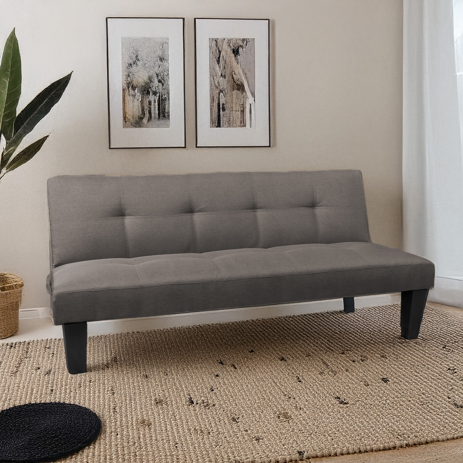 Sofá Cama Futón Para Sala Individual Bossa Liam 168cm Gris